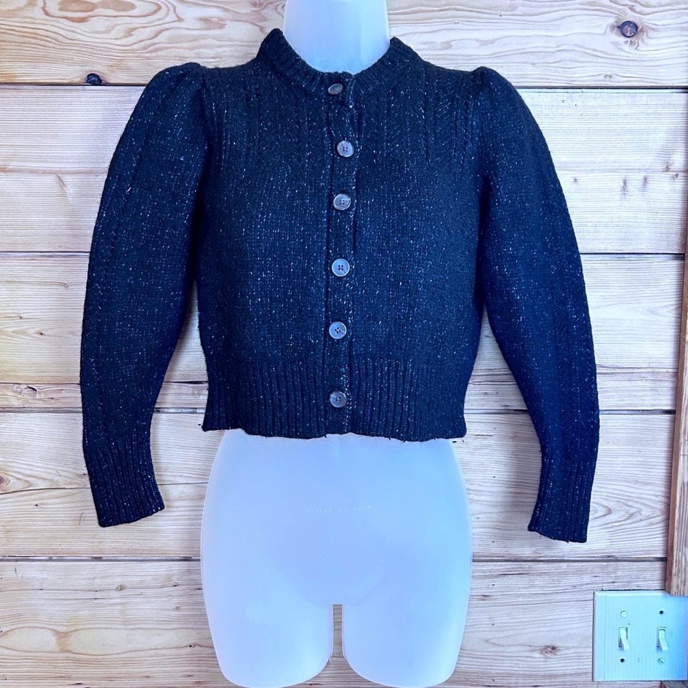 Merino Wool Alpaca Puff Sleeve Cropped Cardigan Women Extra Small Small Everlane
